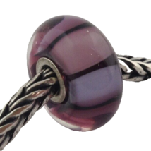 Authentic Trollbeads Murano Glass Purple Stripes Bead Charm, 61333 - £18.67 GBP