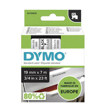 Dymo D1 Tape Label 19mmx7m - Black on Clear - £47.06 GBP