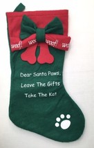 Christmas Stocking for DOG &quot;Dear Santa Leave Gifts Take Cat Red Green &amp; White - £11.19 GBP