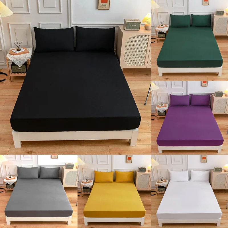 1pc Solid Color Fitted Sheet Mattress Cover Super Soft Microfiber Bed Sheet Set - £11.22 GBP+