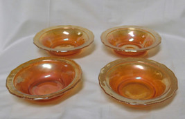 Federal Glass Normandie Bouquet Lattice Sunburst Iridescent, Set 4 Berry Bowls - £12.02 GBP
