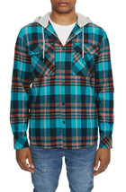 Eleven Paris Men&#39;s Hooded Plaid Shirt Jacket - Columbia Plaid - Size S - $48.88