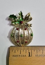 Vintage Signed Gerry&#39;s Gold Tone Christmas Ornament Brooch - £6.41 GBP