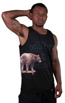 Dissizit Cali Cruiser Bear On Skateboard Black Or White Tank Top Shirt Made USA - £11.99 GBP