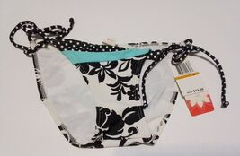 New Hula Honey Women's Floral Blue Stripe Tie Side Bikini Swim Bottom Si... - $12.77