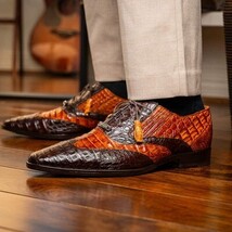 Men's Shoes Genuine caiman crocodile Luciano Brown / Cognac image 6