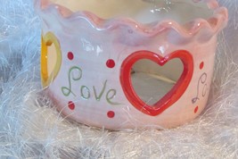 ceramic candle holder w/hearts &amp; &#39;love&#39; - £3.94 GBP