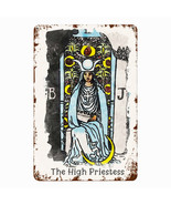 Tin Sign Of The High Priestess Tarot Card • Major Arcana Vintage Metal P... - $37.40