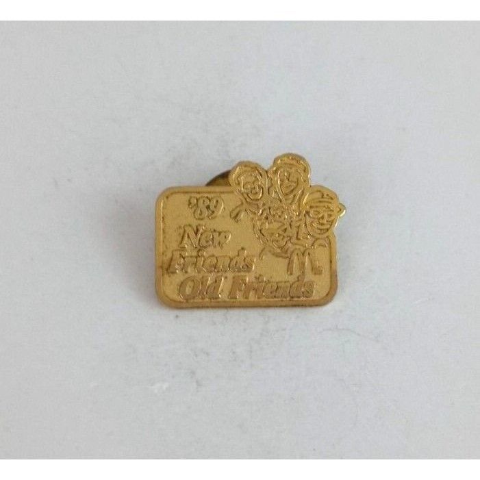 Vintage &#39;89 New Friends Old Friends Gold Tone McDonald&#39;s Employee Lapel ... - $10.19