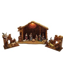 Nativity Figures Resin Nativity Set Wooden Manger Christmas Home Decoration - £113.01 GBP