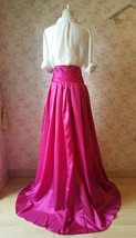 Fuchsia Pleated Maxi Skirt Women Custom Plus Size Maxi Pleated Party Prom Skirts image 2