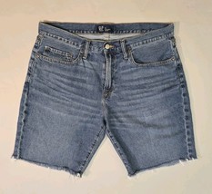 Gap Shorts Mens 34(36x10) Blue Jean Cut Off Jorts Dark Wash Denim Straig... - $19.08