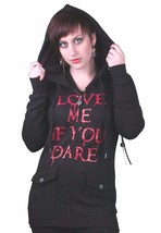 Gods Hands &quot;Love Me if You Dare&quot; Maybille Black Fleece Hoodie NWT - $29.25