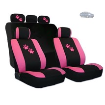 For Nissan Car Seat Covers with Pink Paws Logo Set Tone Front and Rear New - £28.77 GBP