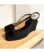 Cole Haan Cloudfeel Espadrille Black Wedge Slingback Women&#39;s Size 6.5 EUC - $64.89
