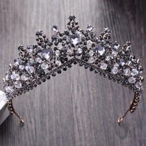 Vintage Baroque Black Crowns For Women Wedding Bridal Tiaras And Crowns Crystal  - £28.76 GBP