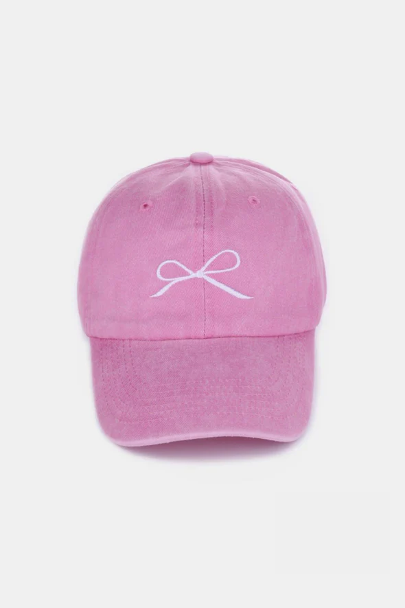 Zenana Bow Embroidered Washed Cotton Caps - $19.99