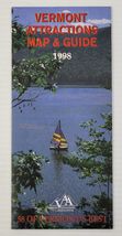 *L1) Vintage 1998 Vermont Foldable Attractions Map &amp; Guide - $9.89
