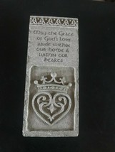 Small Carved Celtic Prayer May The Grace Of Gold’s Love W Heart &amp; Crown Cement - £11.87 GBP