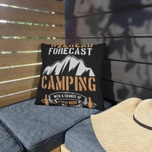 Printed Outdoor Pillow - Camping &quot;Cold Beer&quot; Weekend Forecast Design - U... - £25.11 GBP+