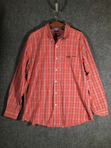Chaps Plaid Button Up Pocket Shirt XXL Mens Red White Blue 2XL Casual Ea... - $13.42