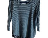 Loft Womens Small Striped and Floral round Neck 3/4 Sleeve Harbor T shirt - $14.23