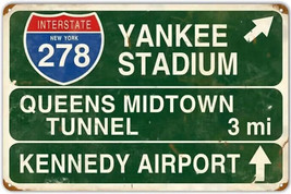 Rustic Yankee Stadium Interstate NY 278 Highway Exit Sign Metal Wall Decor 12x8&quot; - £11.50 GBP