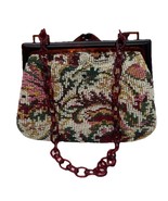 Vintage Tapestry Carpet Lucite Kiss Lock Mini Handbag Shoulder Bag 9&quot;x7&quot;... - $55.23 CAD