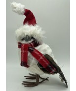 Feathered Owl Figurine Winter Fall Screech Snowy Bird of Prey Christmas ... - $12.19