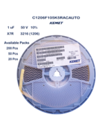 C1206F105K5RACAUTO KEMET Ceramic Capacitor SMD 1uF 50V X7R 3216 1206 10%... - £3.52 GBP+