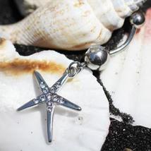 316L Stainless Steel Sparkling Starfish Dangle Navel Ring - $13.95