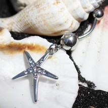 316L Stainless Steel Sparkling Starfish Dangle Navel Ring - $17.95