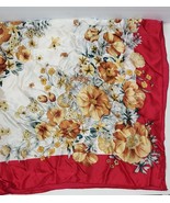 Chic Vintage large floral %100 silk scarf or wrap Red Gold Brown - $50.72 CAD