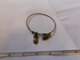 Alex and Ani Bangle Adjustable Bracelet Pineapple Brass Tone Pre-owned - £18.44 GBP