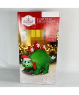 New! 3.5 ft Wide Stegosaurus Green &amp; Red Dinosaur Christmas Airblown Inf... - $761.39 MXN