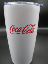 Coca-Cola Travel Tumbler Cup Mug 20 oz White Double Wall Insulation Spill Resist - £7.40 GBP