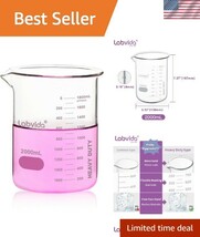 Durable 2000ml Clear Borosilicate Glass Laboratory Beaker - ASTM E960 Co... - $1,650.29 MXN