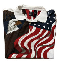 Men&#39;s Cotton Traders Sport USA American Flag Eagle Polo Shirt Size XXL Patriotic - £17.13 GBP