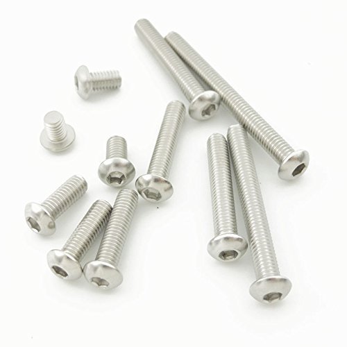 Bluemoona 20 Pcs - Metric Thread M6 304 Stainless Steel Button Head Hex Socket C