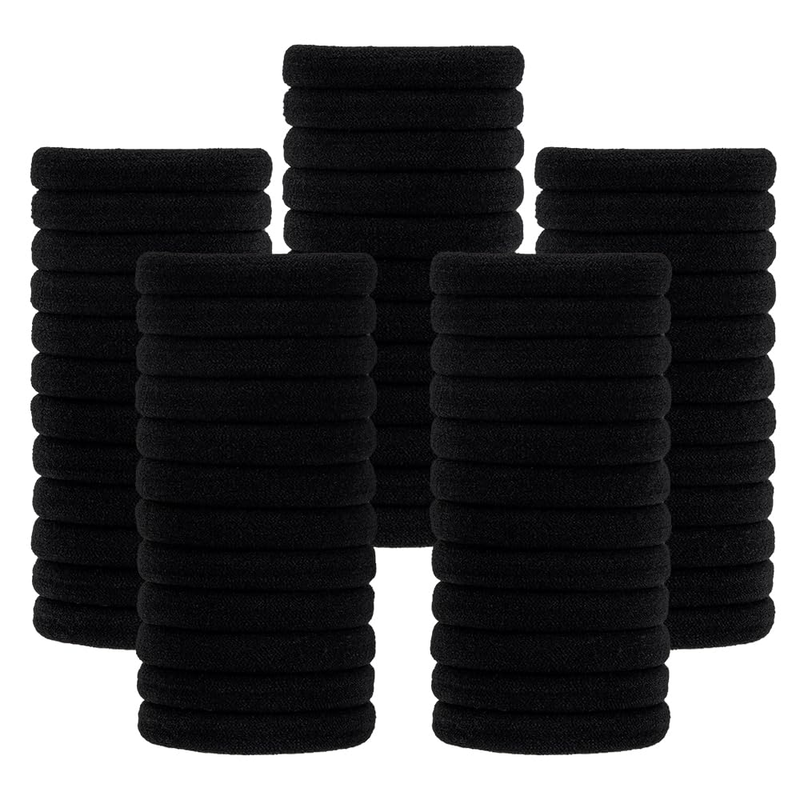 200PCS Black Hair Ties for Women and Girls, Cotton Seamless Thick Black Hair Ban Item image 6