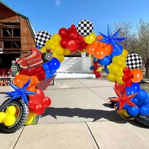 Race Car Balloons Arch Garland Kit With 145 Pcs Race Car Birthday Party Decorati - £22.13 GBP