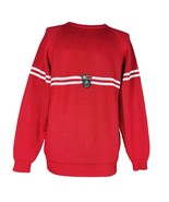 Vtg Demetre Red Wool Blend Ski Sweater White Stripes Crest Patch Chunky ... - $1,091.30 MXN