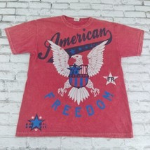 Fruit Of The Loom T Shirt Men Large Red Acid Wash American Freedom Eagle... - $19.98