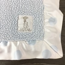 Little Giraffe Blue Sherpa Security Blanket Lovey with Satin Polka Dot Trim - £31.64 GBP