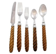 Kent Teak by Oscar de la Renta Silverplate Flatware Set Service 20 pcs D... - $1,183.05