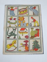 Vintage Christmas Children&#39;s Toys Blocks Picture on Cloth Fabric Panel R... - £39.83 GBP