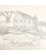 1960-70s Original Art Pencil Drawing Maine Farm House Mill OOAK Unsigned... - $913.92 MXN