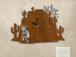 15in W Southwest Theme Desert Mountain Wall Clock - Dancing Kokopelli - $104.00