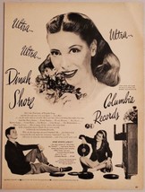 1946 Print Ad Columbia Records Couple Listen to Phonograph Singer Dinah Shore - £12.83 GBP