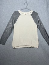 Rebecca Taylor Wool Cashmere Cream Grey Knit Leopard Print Cozy Sweater Sz XS - £29.82 GBP
